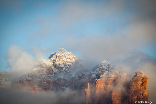 A Winter storm clears over the red rocks